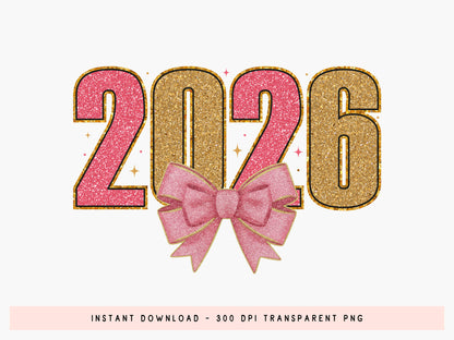 2026 Coquette New Year Sublimation Design