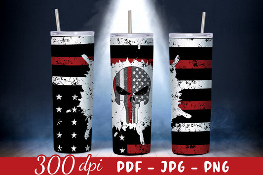 20oz Firefighter Skull Sublimation Tumbler