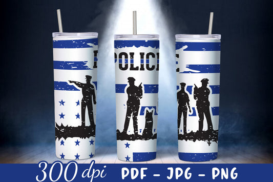 20oz Police Skinny Tumbler PNG Design