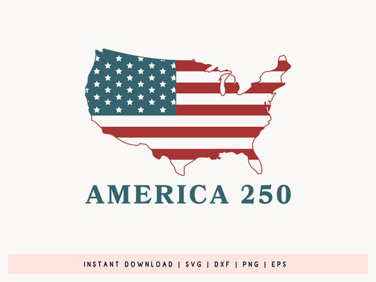 250 Years of America Map SVG Design