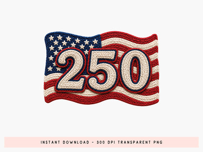 250th Anniversary USA Flag Faux Yarn PNG