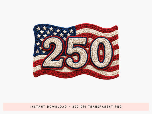 250th Anniversary USA Flag Faux Yarn PNG