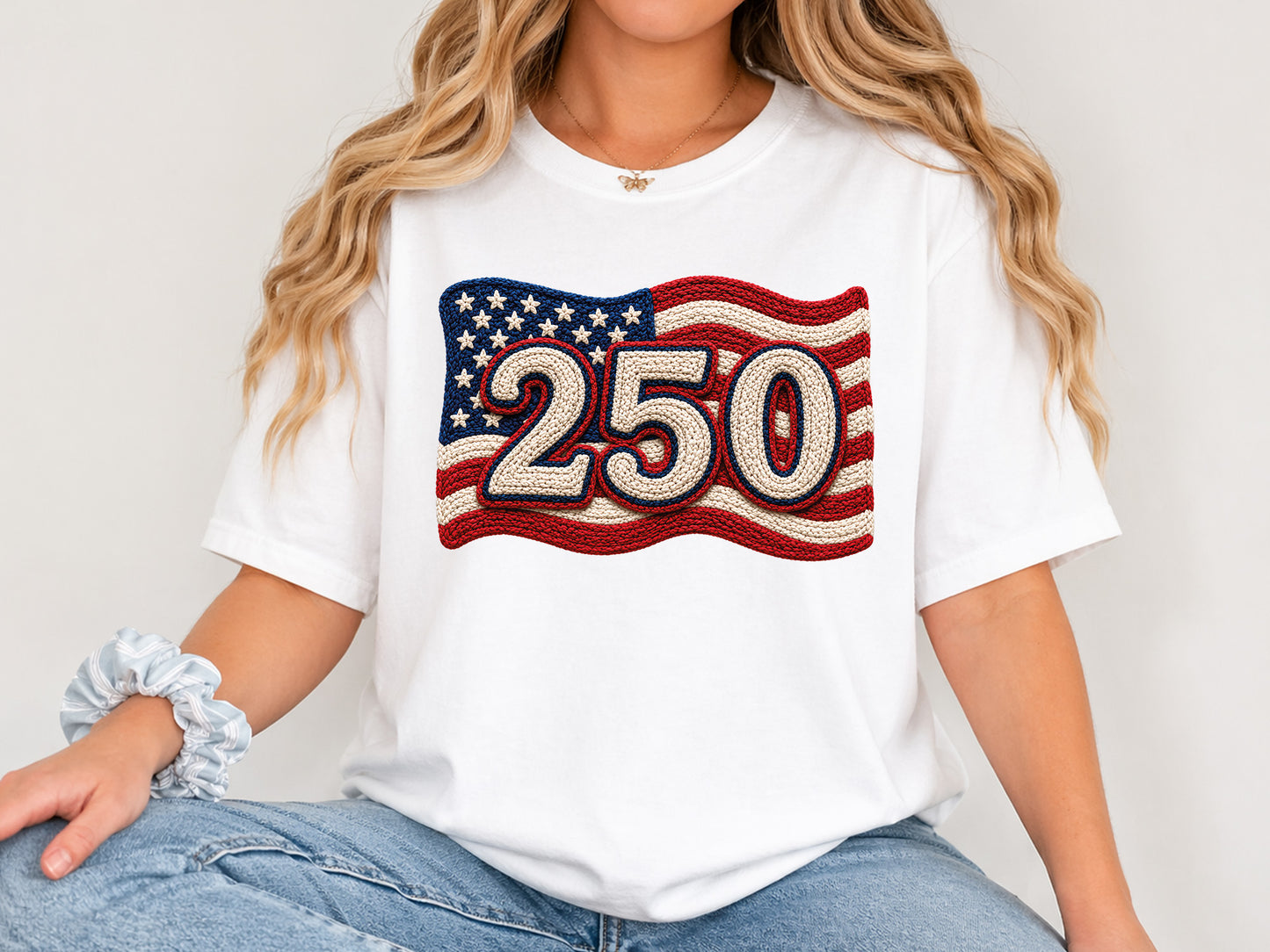 250th Anniversary USA Flag Faux Yarn PNG