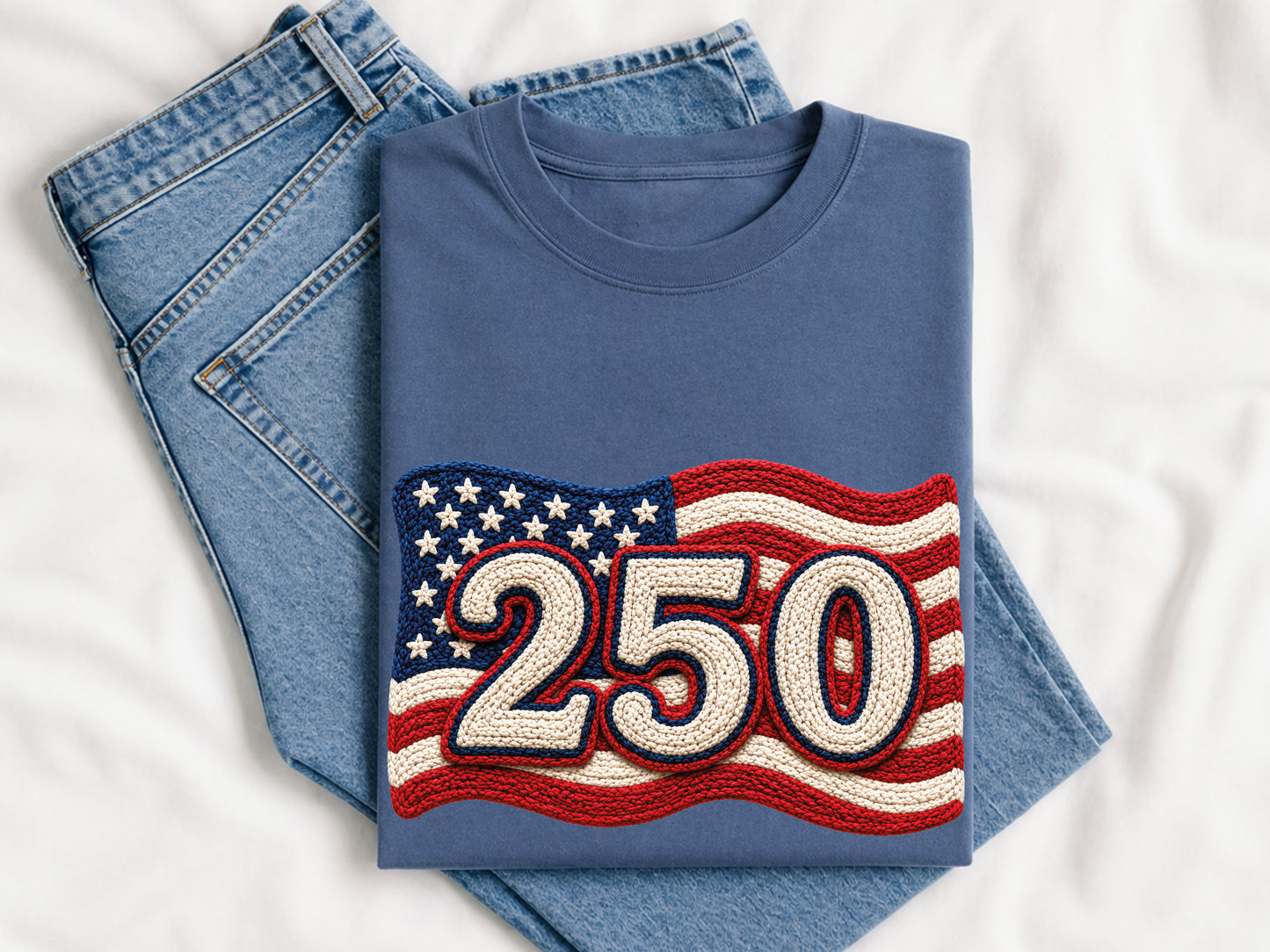 250th Anniversary USA Flag Faux Yarn PNG