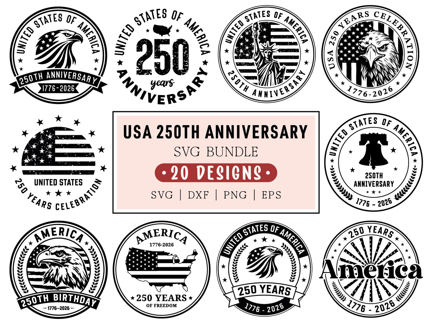 250th Anniversary USA SVG Bundle