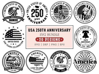 250th Anniversary USA SVG Bundle