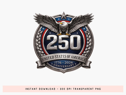 250th United States of America Sublimation PNG