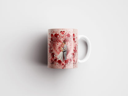 3D Heart Valentine Couple Mug Wrap PNG