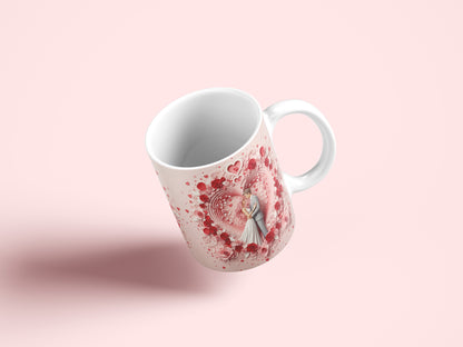 3D Heart Valentine Couple Mug Wrap PNG