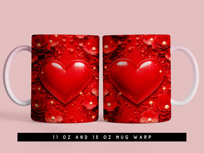 3D Heart Valentine's Day PNG Mug Wrap