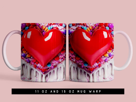3D Heart Valentines Day Wrap Sublimation Print