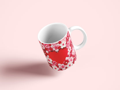 3d Floral Valentine Mug Wrap PNG Sublimation