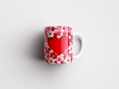 3d Floral Valentine Mug Wrap PNG Sublimation