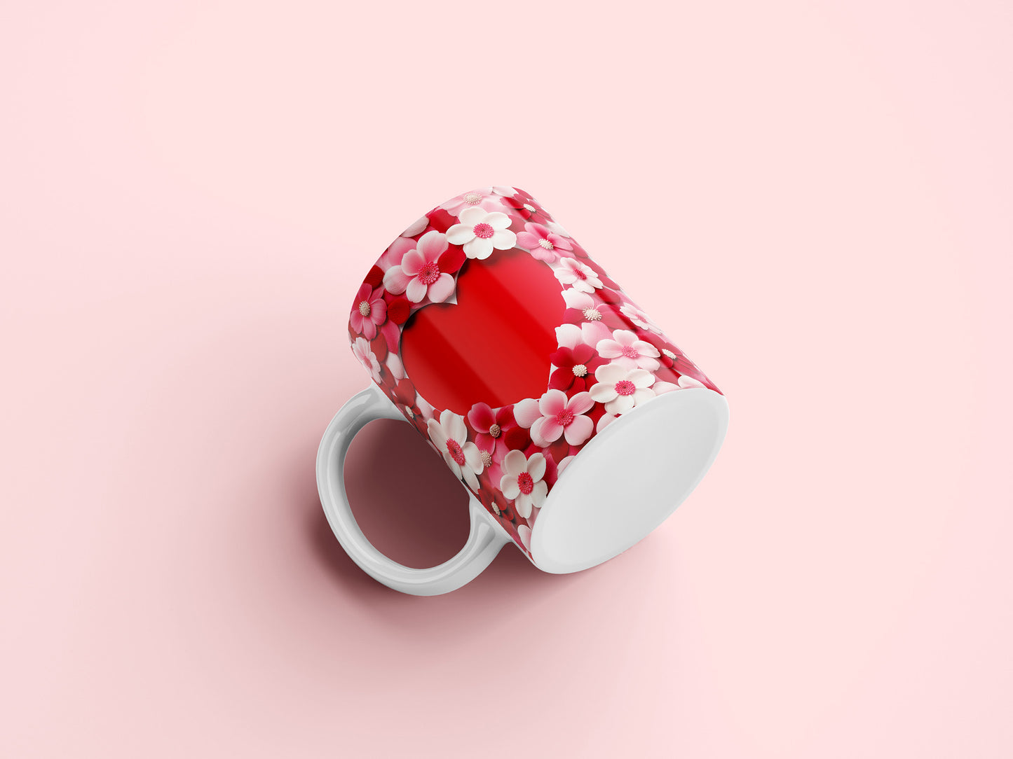 3d Floral Valentine Mug Wrap PNG Sublimation