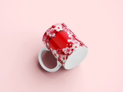 3d Floral Valentine Mug Wrap PNG Sublimation