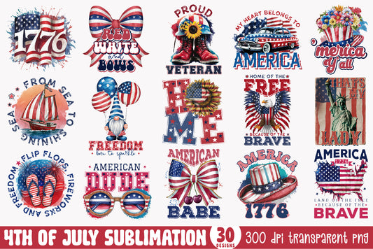 4th of July Sublimation Designs Bundle