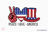 4th of July Sublimation Design, Peace Love America