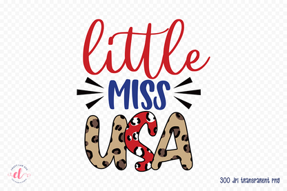 4th of July PNG Sublimation - Little Miss USA