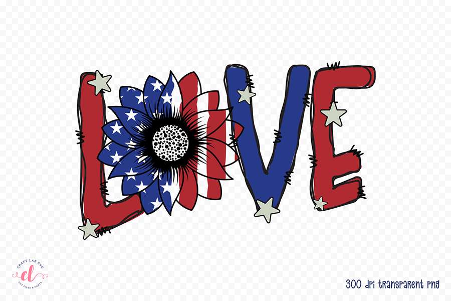 Love PNG, 4th of July Sublimation Design
