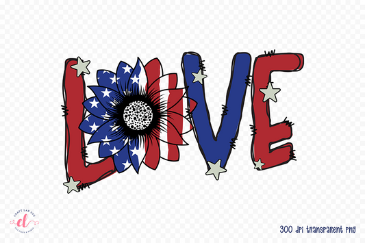 Love PNG, 4th of July Sublimation Design