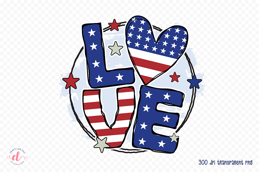 4th of July Sublimation Design - Love