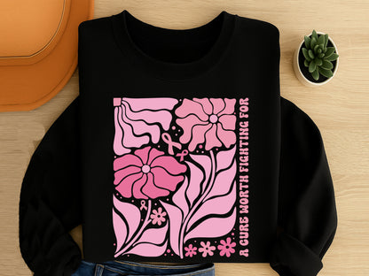 A Cure Worth Fighting For - Boho Floral Breast Cancer SVG