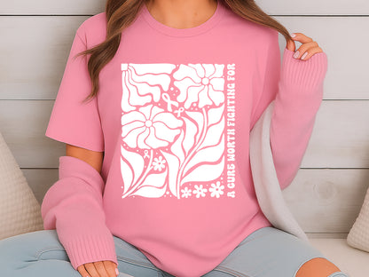 A Cure Worth Fighting For - Boho Floral Breast Cancer SVG