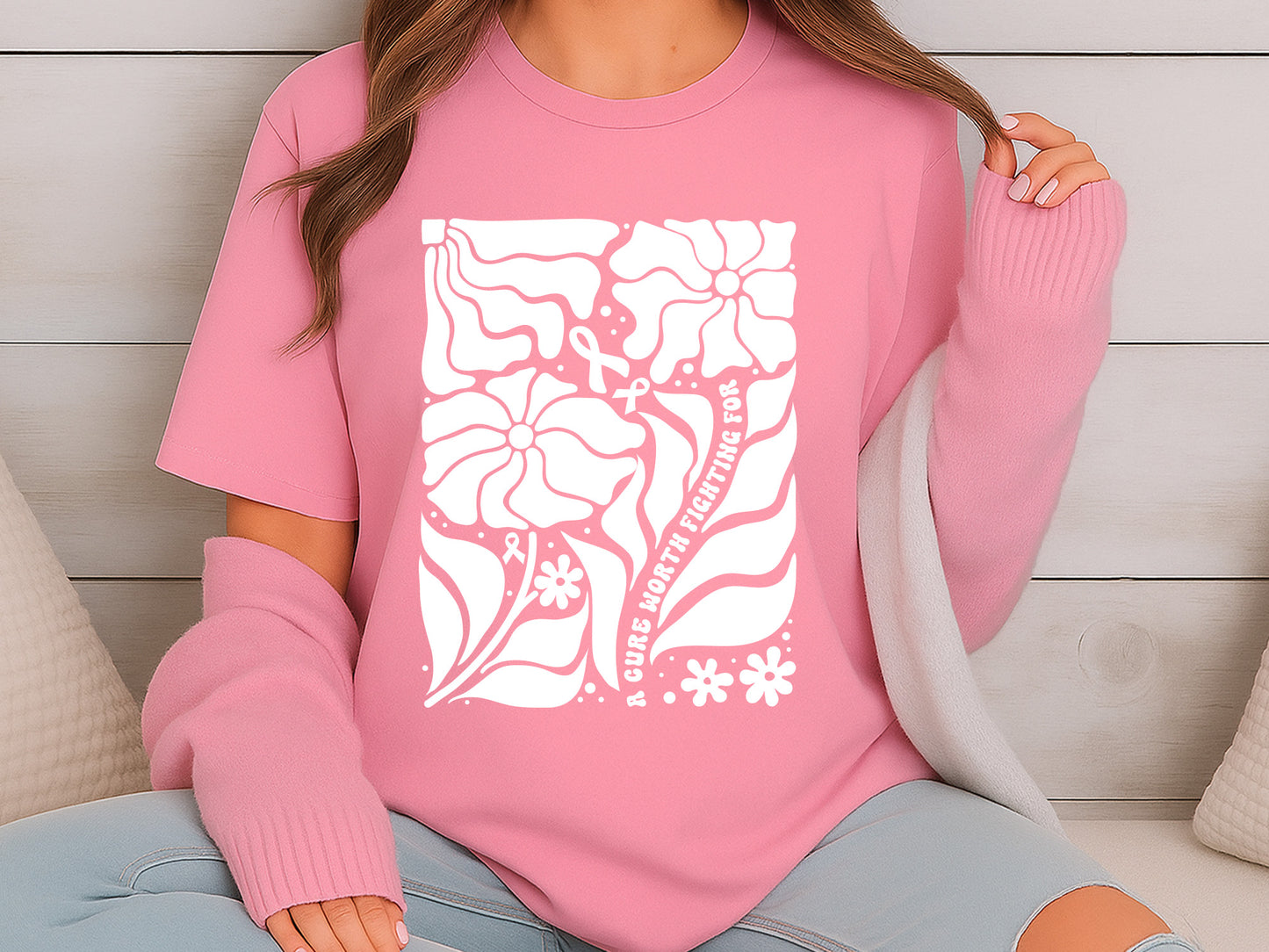A Cure Worth Fighting For, Floral Breast Cancer SVG