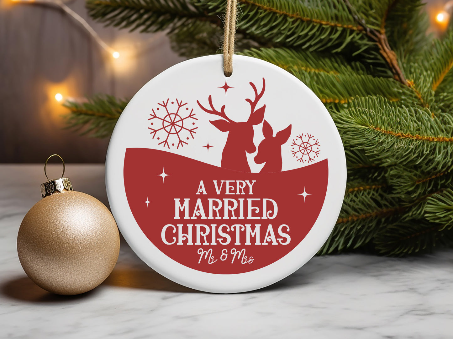 A Very Married Christmas Mr and Mrs Ornament SVG