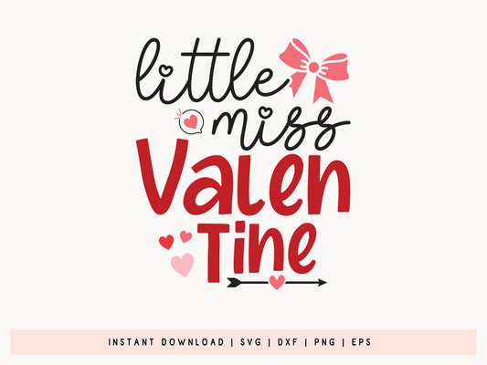 Adorable Kids Little Miss Valentine SVG Graphic