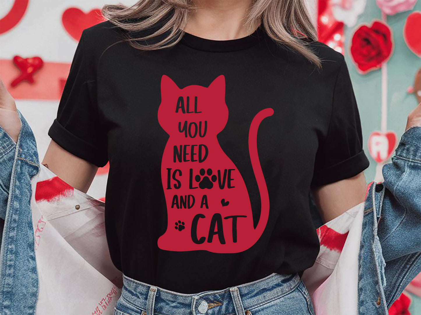 All You Need is Love and a Cat Valentine SVG