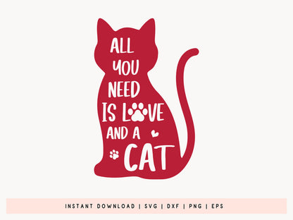 All You Need is Love and a Cat Valentine SVG