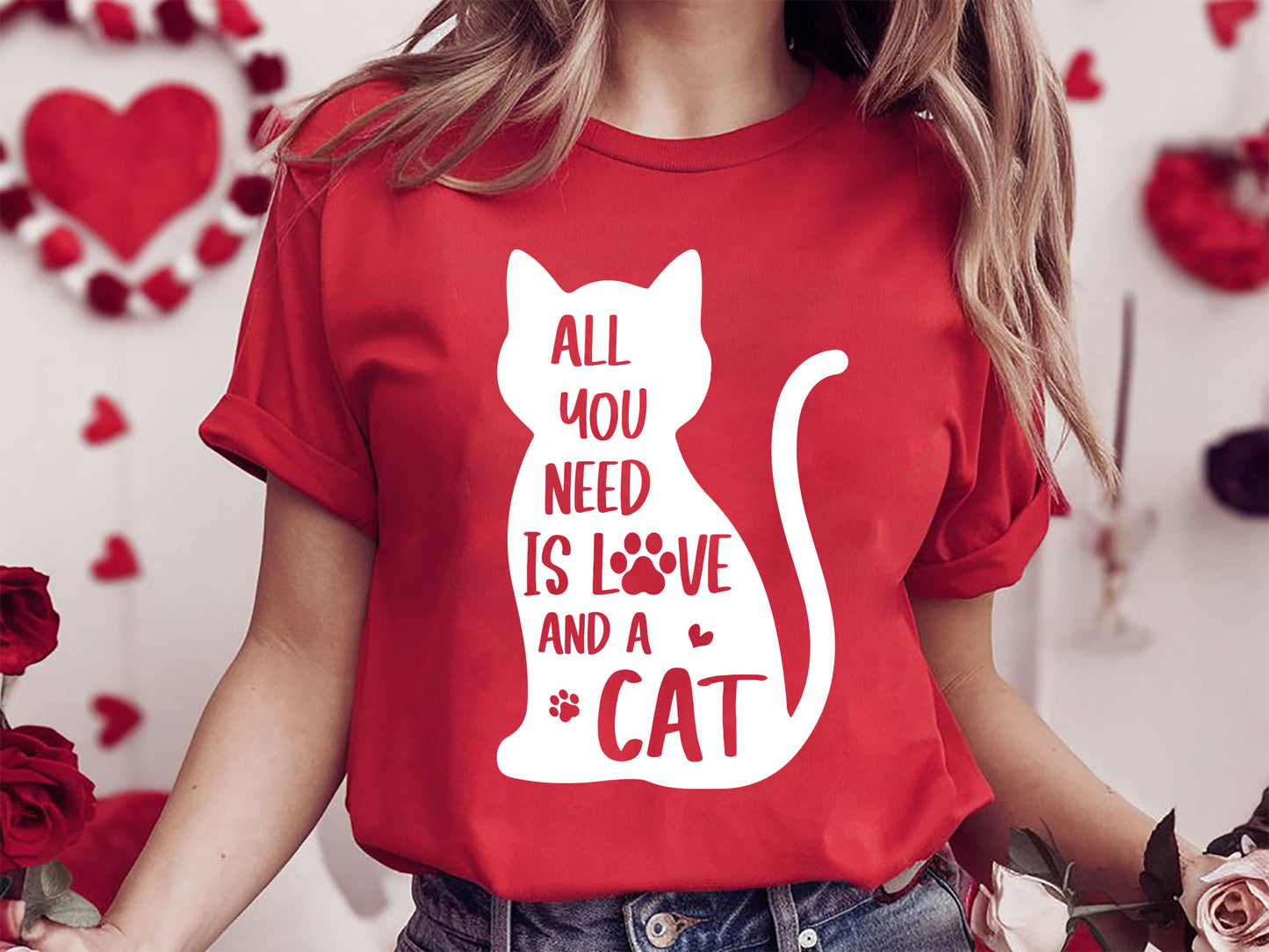 All You Need is Love and a Cat Valentine SVG