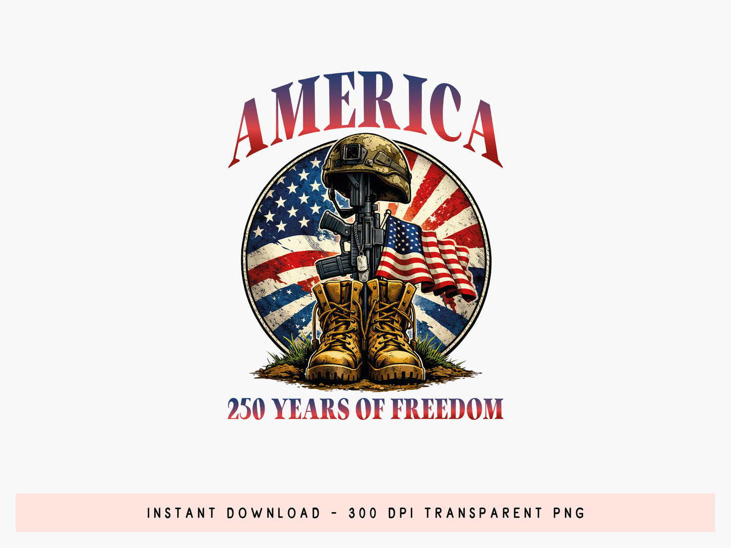 America 250 Years of Freedom Sublimation PNG