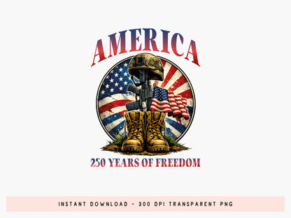 America 250 Years of Freedom Sublimation PNG
