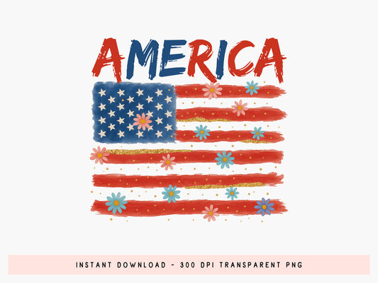 America, 4th of July Flag Sublimation PNG