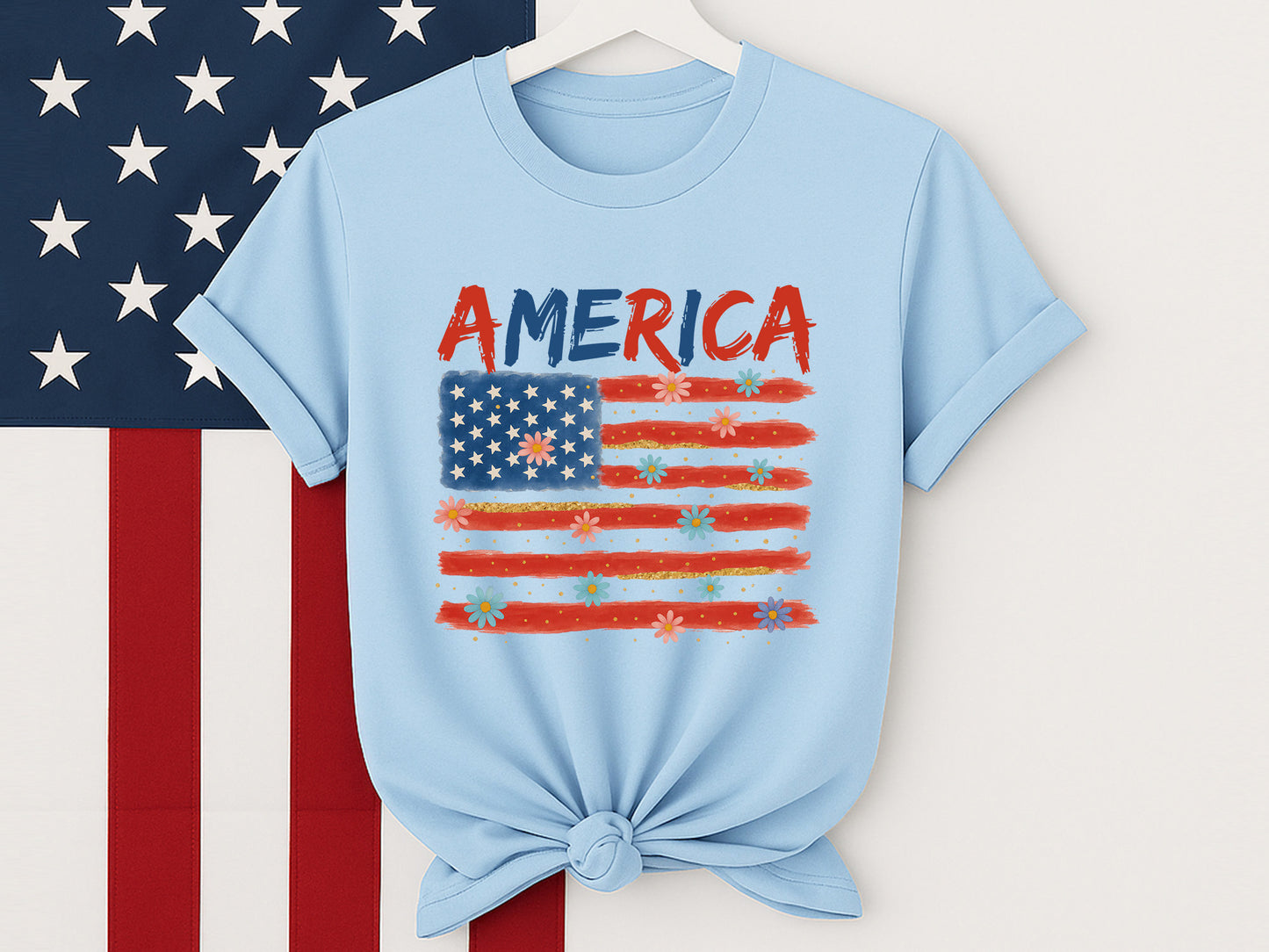 America, 4th of July Flag Sublimation PNG