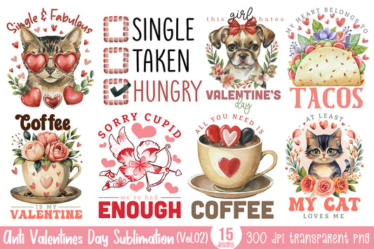 Anti Valentine's Day Sublimation PNG Bundle