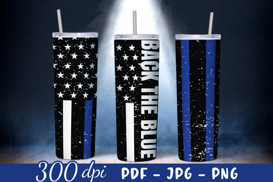 Back the Blue Police Skinny Tumbler Wrap