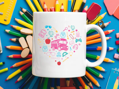 Back to School Supplies in Heart Shape SVG