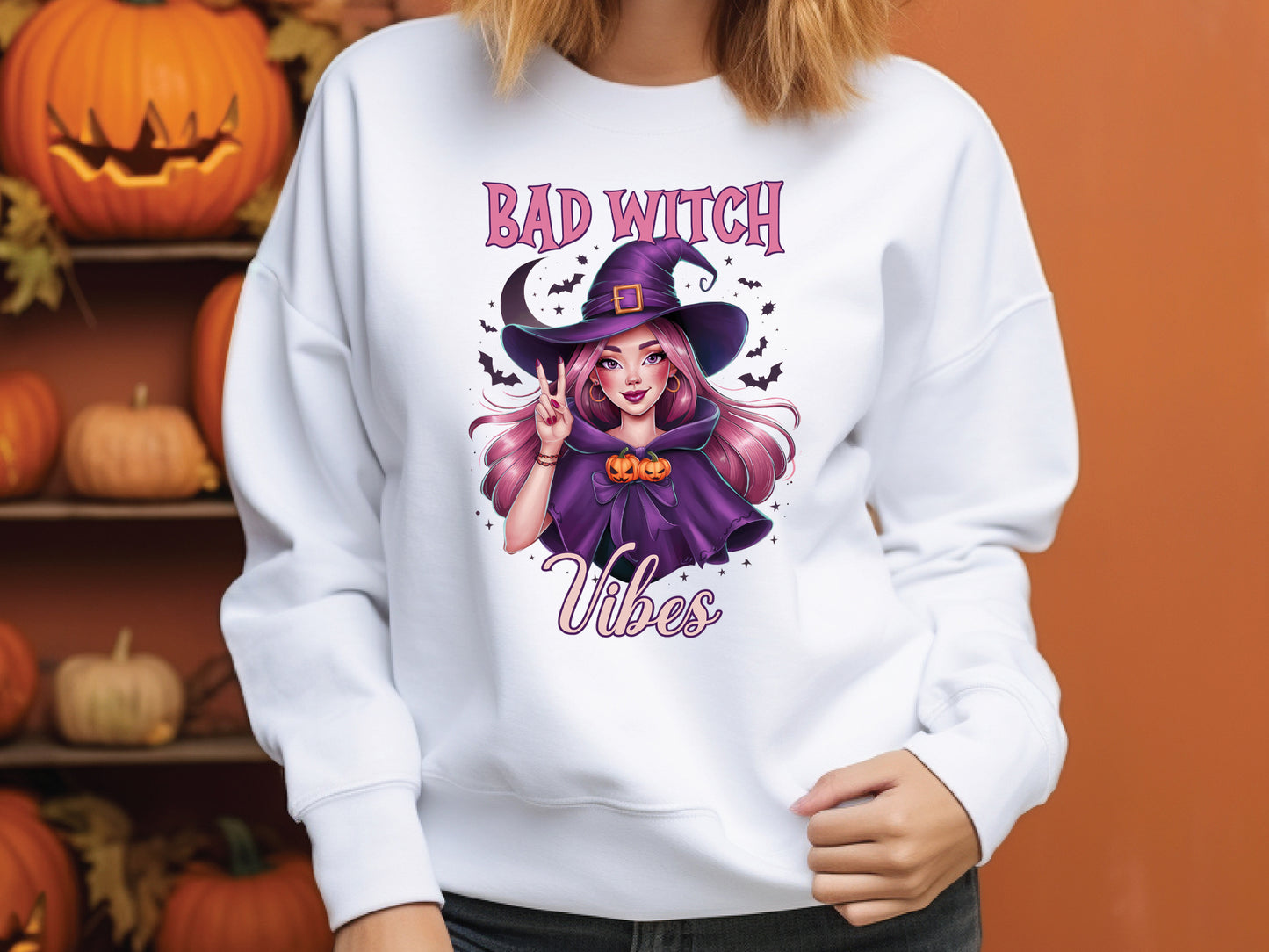 Bad Witch Vibes - Pink Halloween Sublimation Png