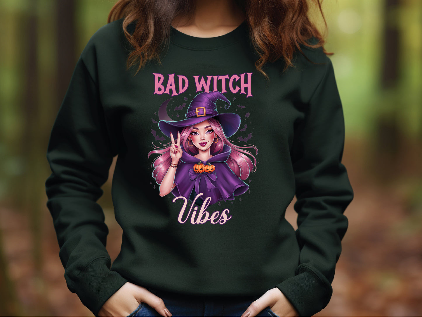 Bad Witch Vibes - Pink Halloween Sublimation Png