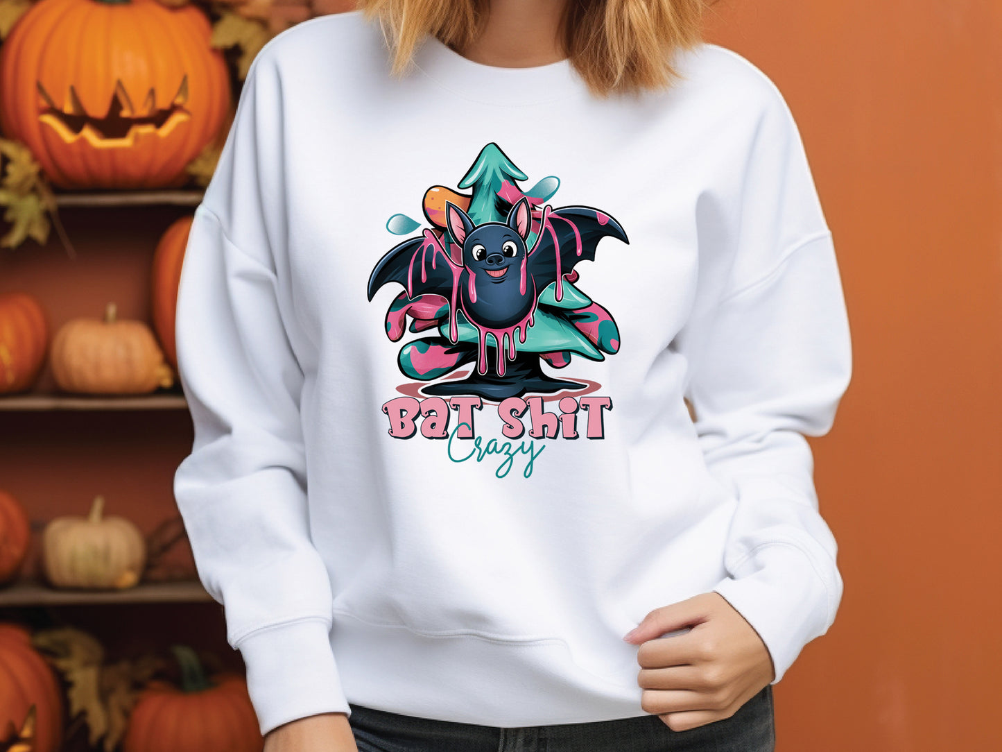 Bat Shit Crazy - Halloween Pink Sublimation Design