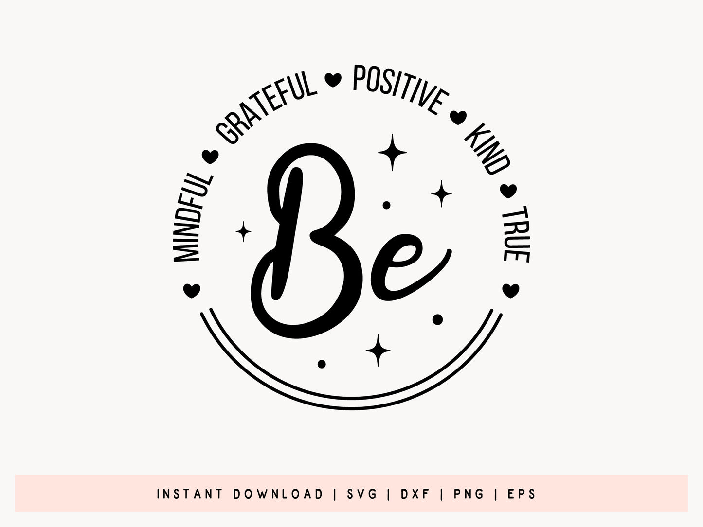 Be Mindful Grateful Positive Kind, Motivational SVG