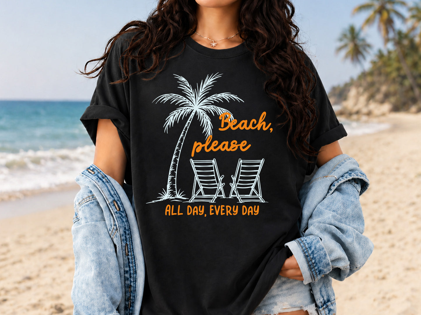 Beach Please All Day Everyday, Coastal Summer PNG