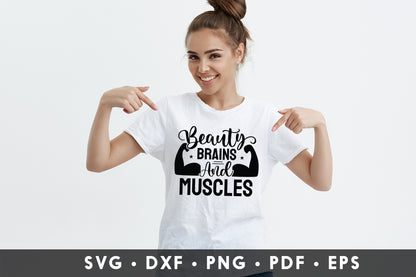 Beauty Brains and Muscles, Workout SVG File