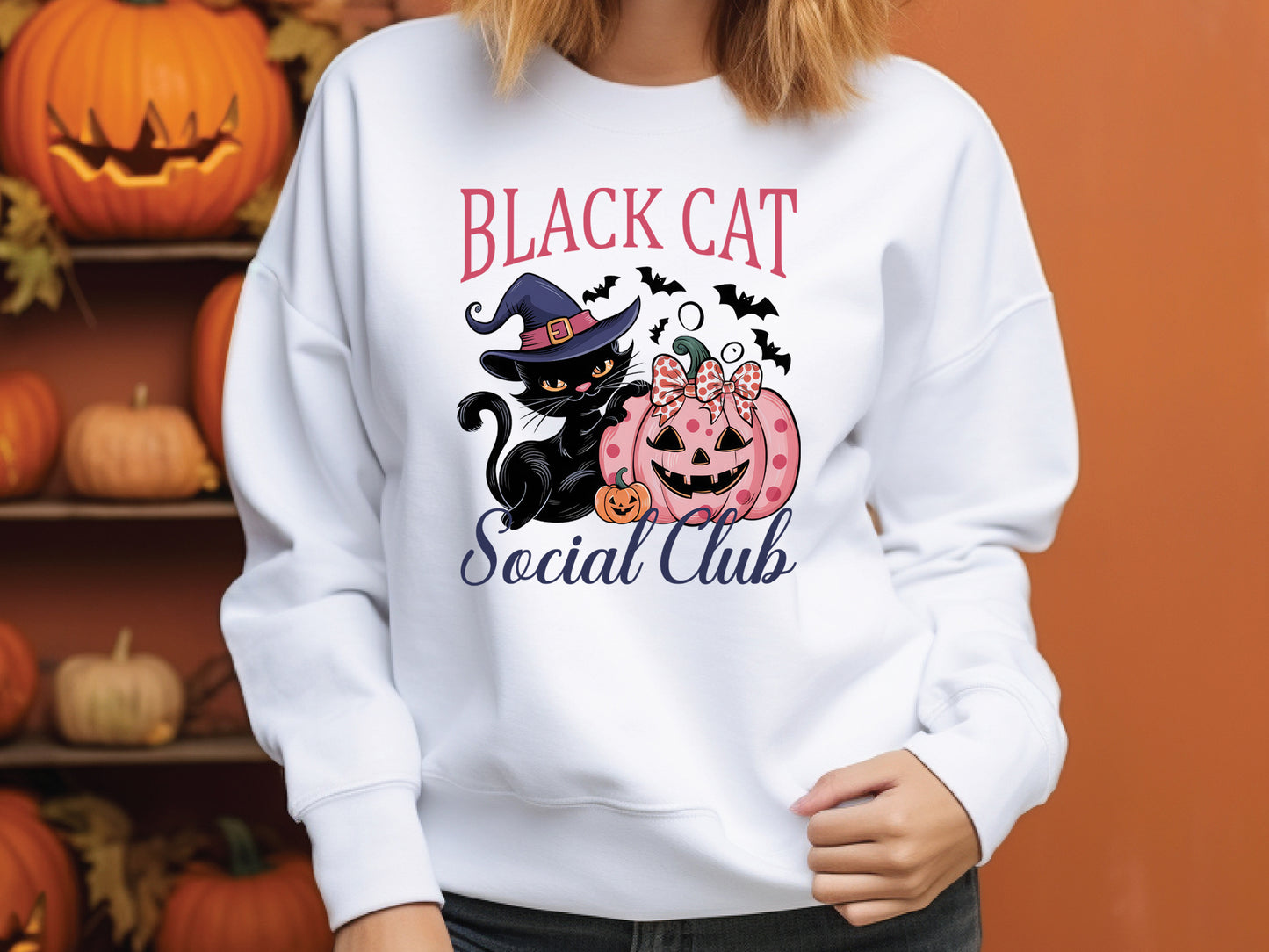 Black Cat Social Club - Pink Halloween Sublimation Print