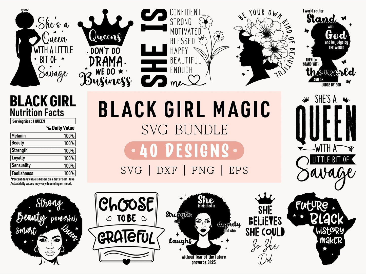 Black Girl Magic SVG Cut File Bundle