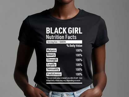 Black Girl Nutrition Facts SVG Design