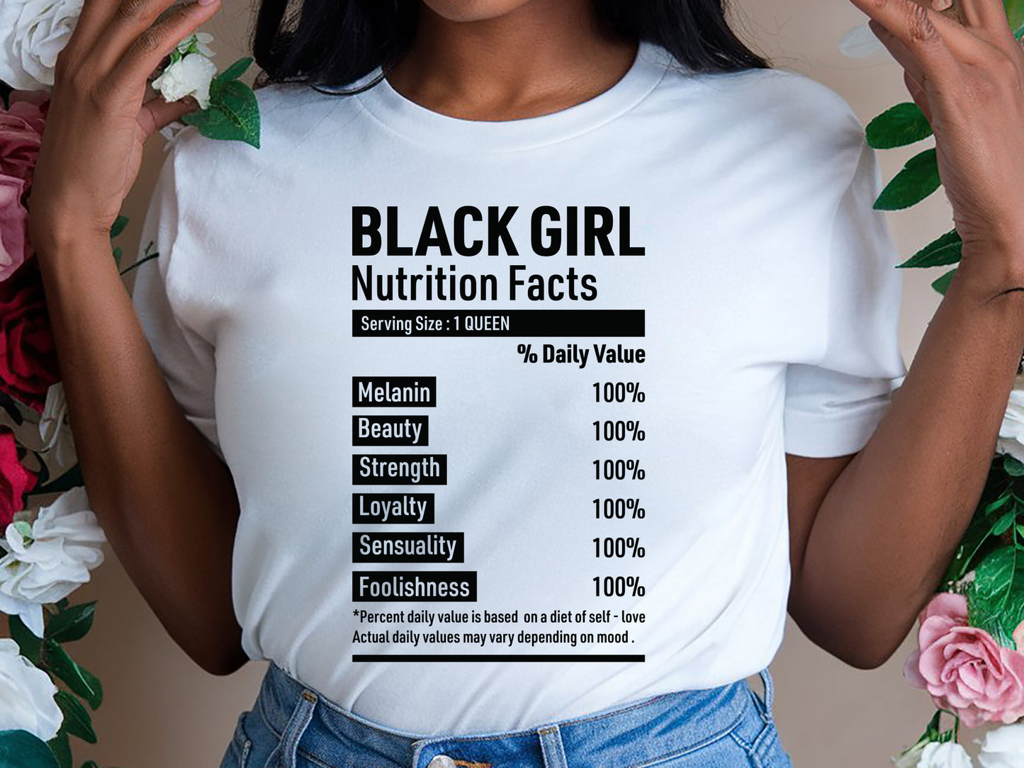 Black Girl Nutrition Facts SVG Design